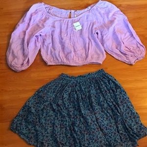 Free people top and shorts
